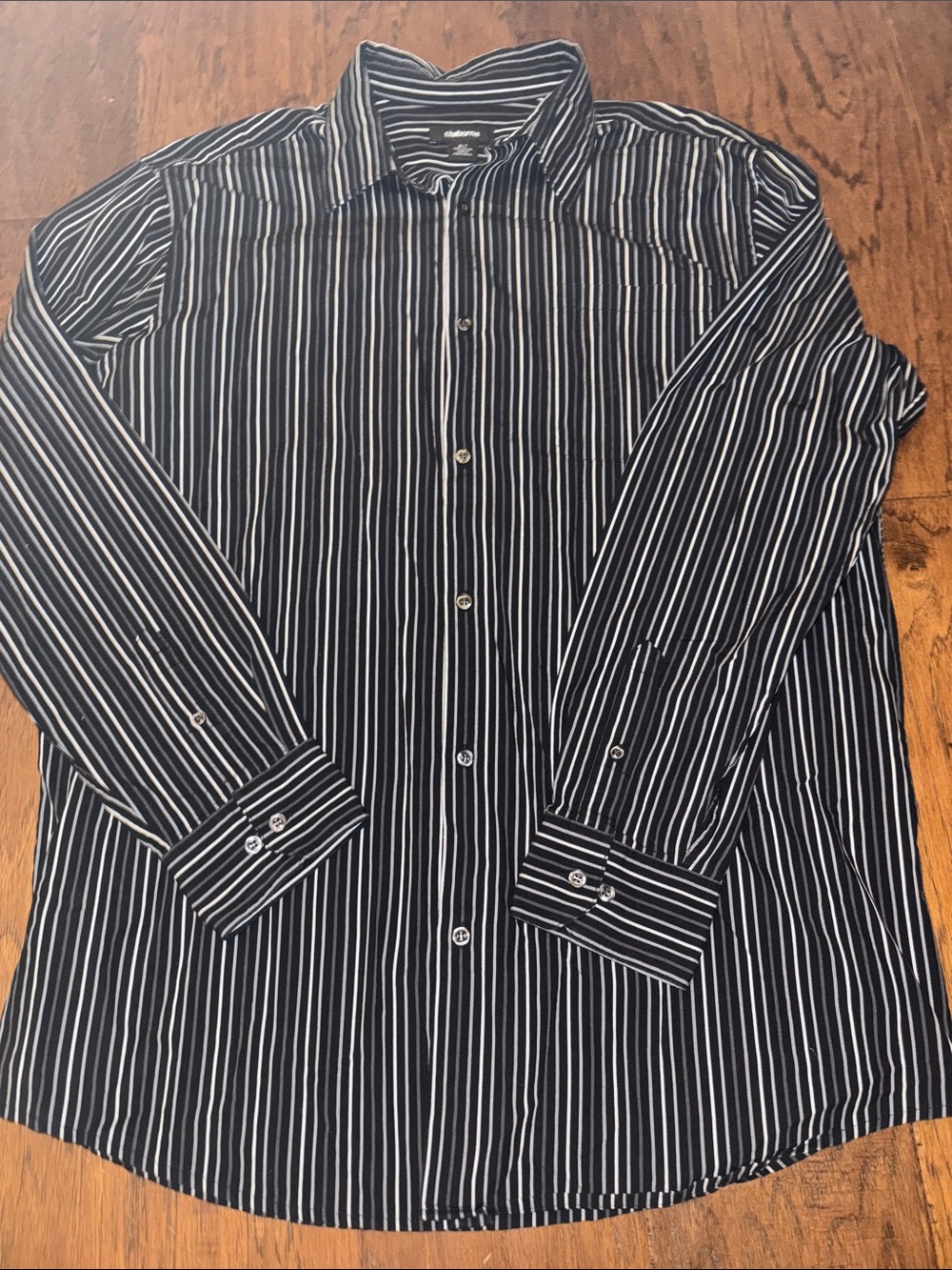 Men's XLT Black & White Striped Button-Up Shirt